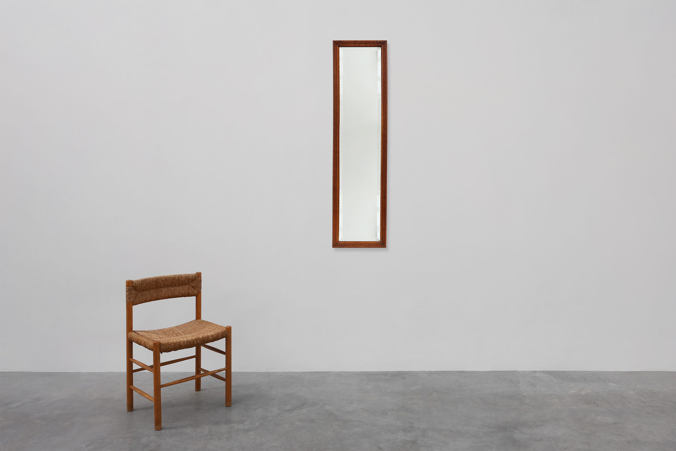 French Art Deco mirror with carved oak wooden frame, ca. 1930thumbnail